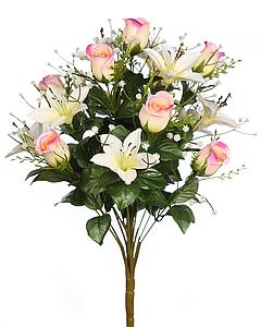 RAMO ROSAS Y LILIUMS ARTIFICIAL  52CM 