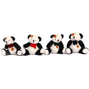SET DE 4 OSOS PANDA, ALTURA 7,5 CM 