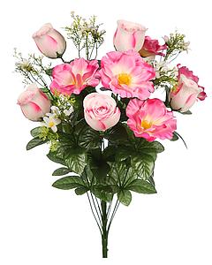 RAMO ROSAS Y POPPY ARTIFICIAL 60CM