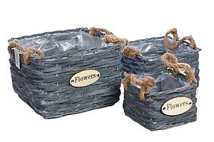 SET 3 CESTAS  GRISES FLOWER 20CM