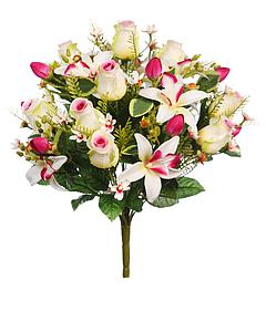 RAMO DE ROSAS Y ORQUIDEAS ARTIFICIAL 38CM