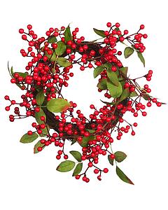 CORONA HOJAS Y BERRIES ARTIFICIAL ø 28CM