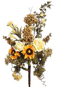 RAMO DE ROSAS Y GIRASOL OTOÑAL 60CM