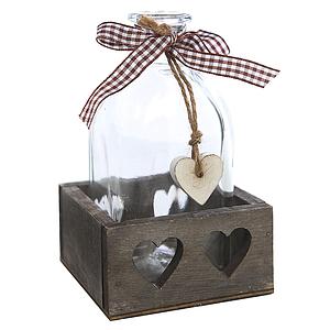 CAJA MADERA BOTE CRISTAL LAZO 14CM