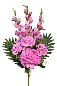 BOUQUET ROSAS PEONIAS Y GLADIOLOS 65CM