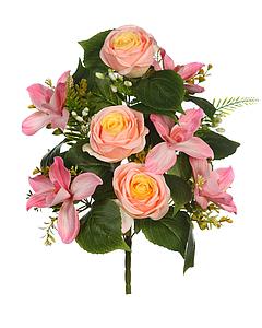 RAMO CYMBIDIUM Y ROSAS ARTIFICIAL 46CM